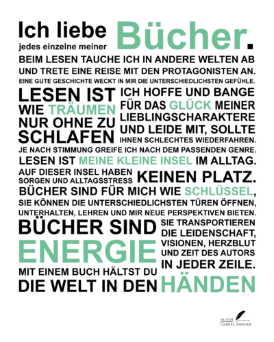 Poster Ich liebe Bücher Tag Cloud