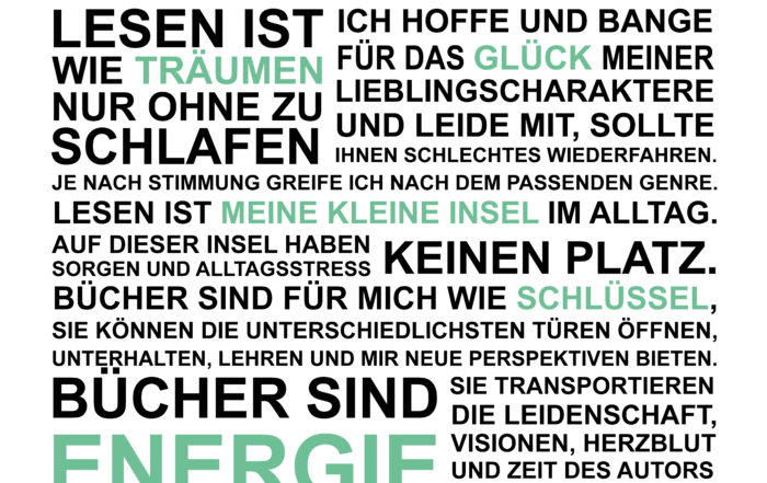 Poster Ich liebe Bücher Tag Cloud